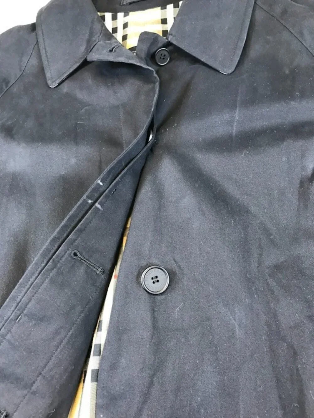 Burberry London Women's Navy Trench Coat Size 10 - Picture 8 of 11